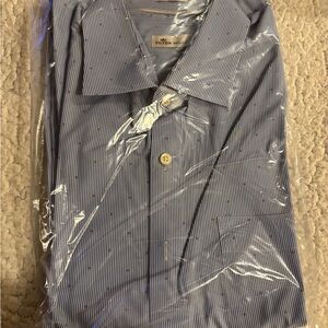Peter Millar Navy Pinstripe Dress Shirt